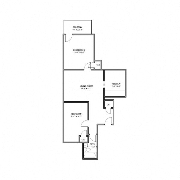 312|314|320 McKee- 2 Bedroom (655SF) | University Commons at McKee Pl